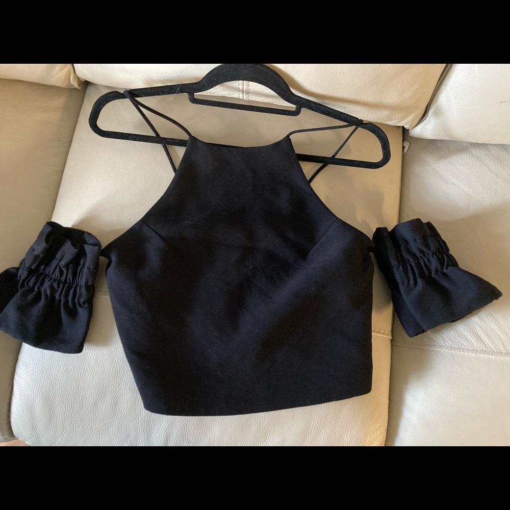 C/MEO COLLECTIVE Black shoulder-less  top